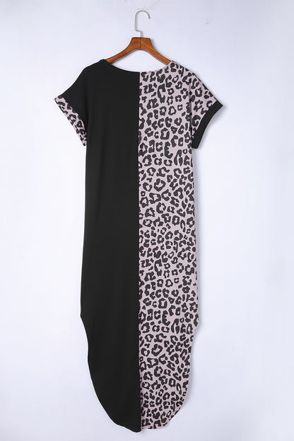 Black Leopard T-Shirt Dress