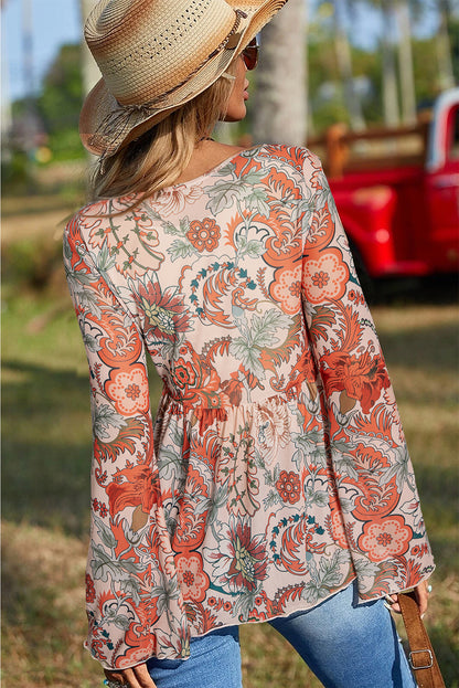 Orange Floral Blouse