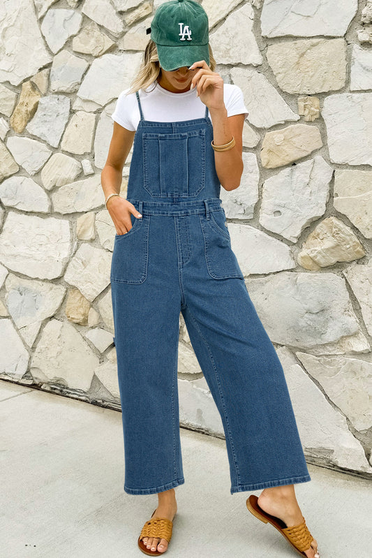 Dusk Blue Casual Denim Overalls