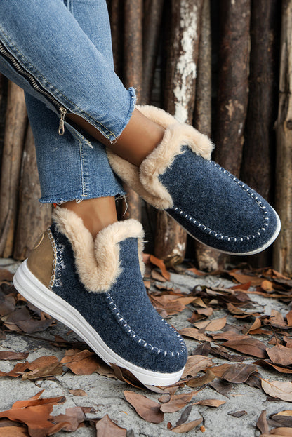 Blue Suede Anklet Boots