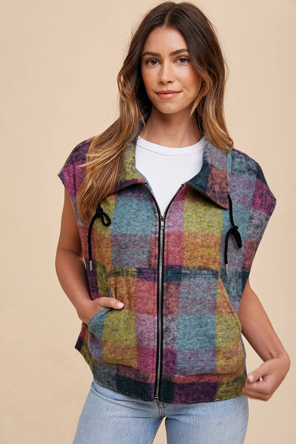 Plaid Print Jacket Vest