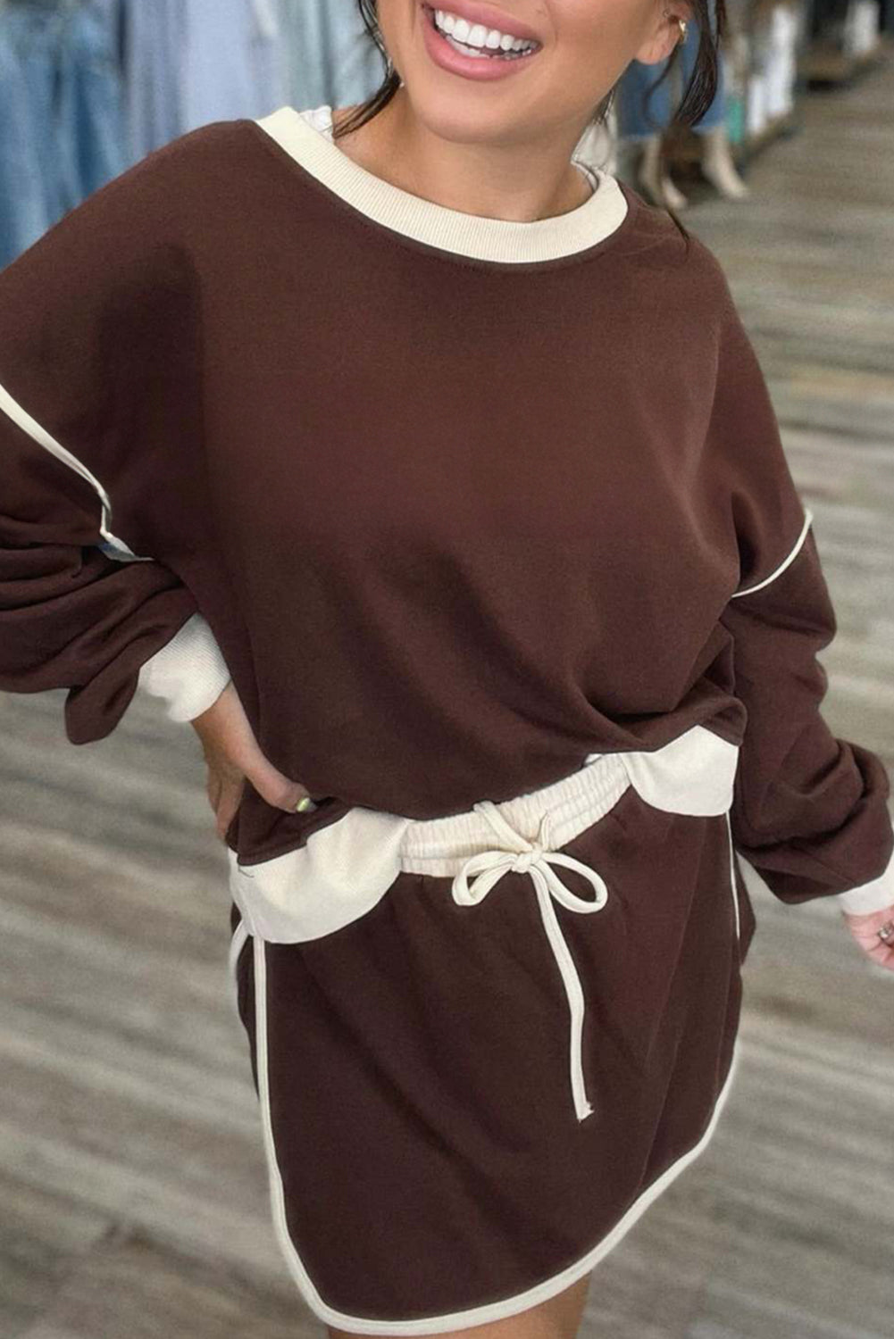 Coffee Sweatshirt & Skirt Shorts sets