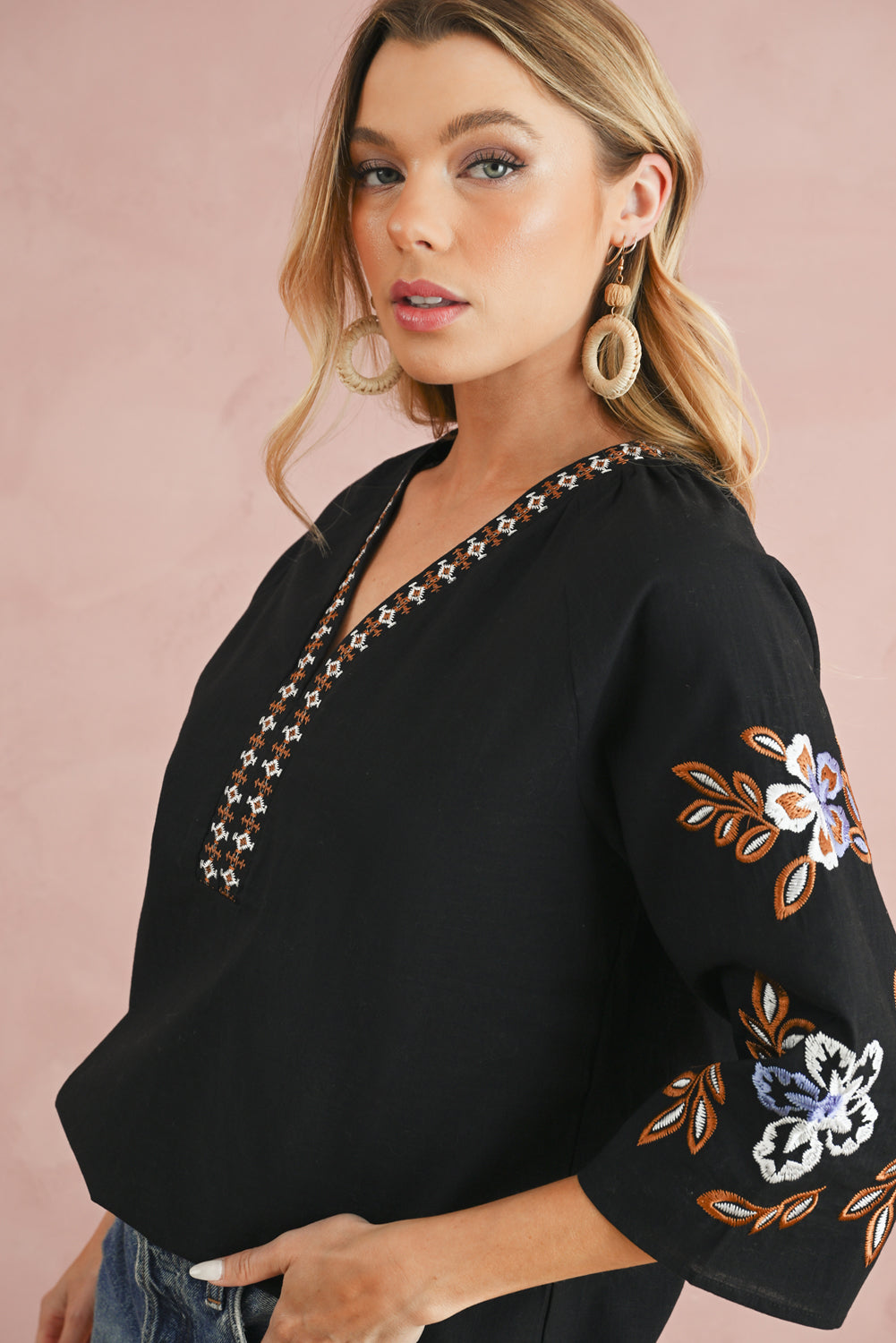 Black Floral Blouse