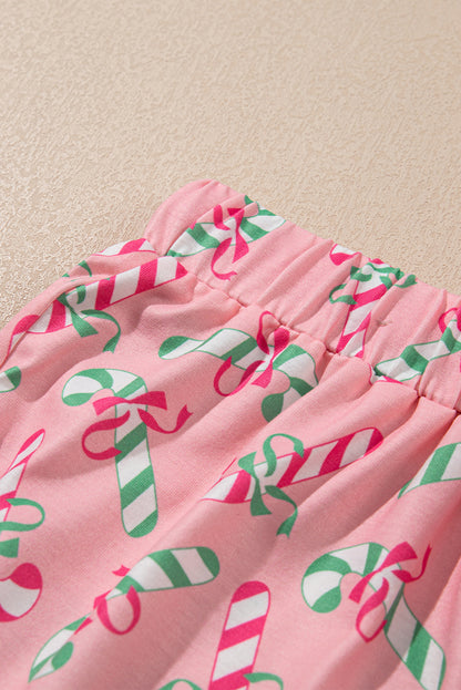 Pink Christmas Print Pajama Set