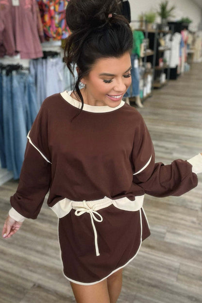 Coffee Sweatshirt & Skirt Shorts sets