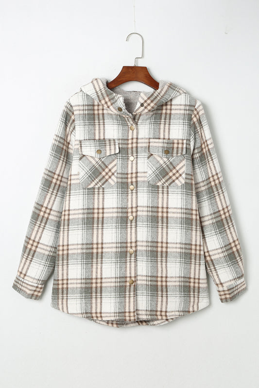 Gray Sherpa Lined Hooded Flannel Jacket