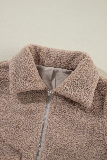 Light French Beige Winter Fuzzy Jacket