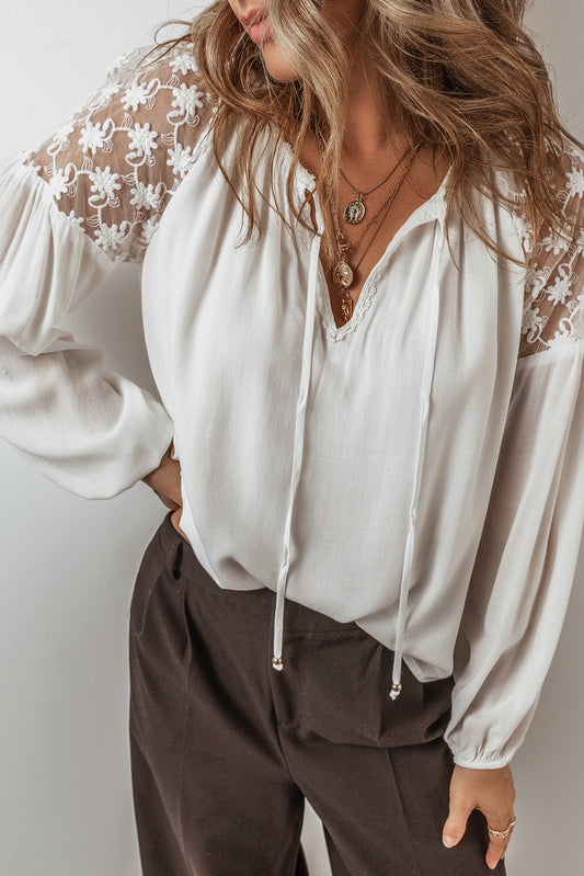 White Floral Lace Blouse