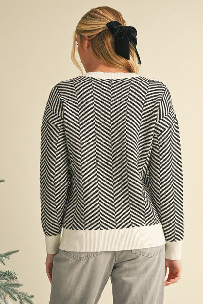 Black Contrast Edge Sweater