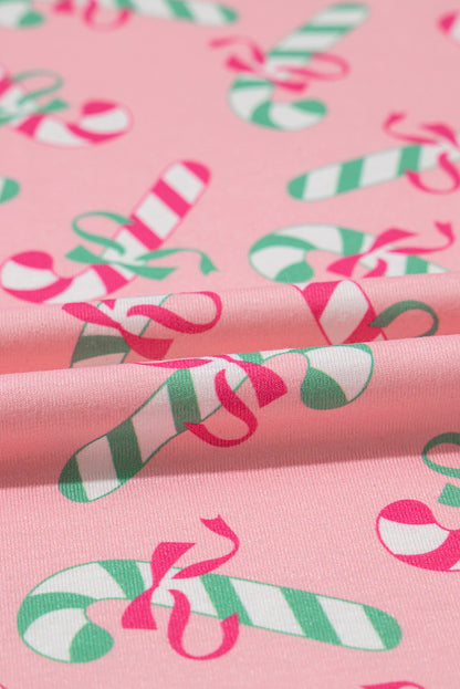 Pink Christmas Print Pajama Set