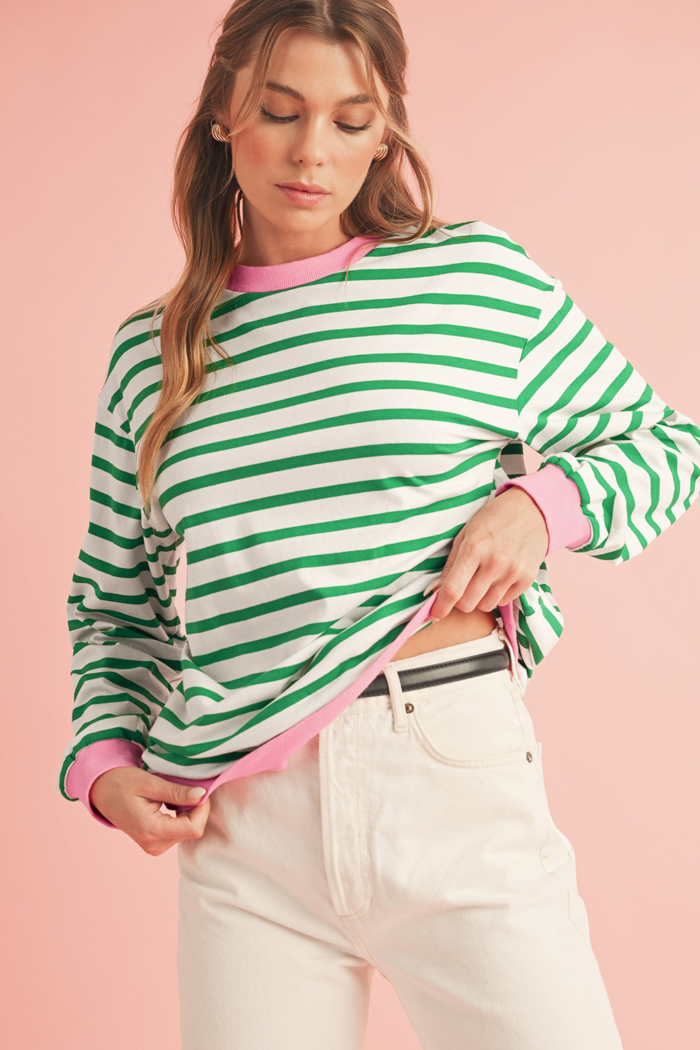 Bright Green Striped Top