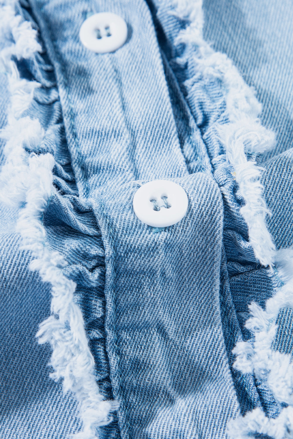 Beau Blue Frayed Denim Top