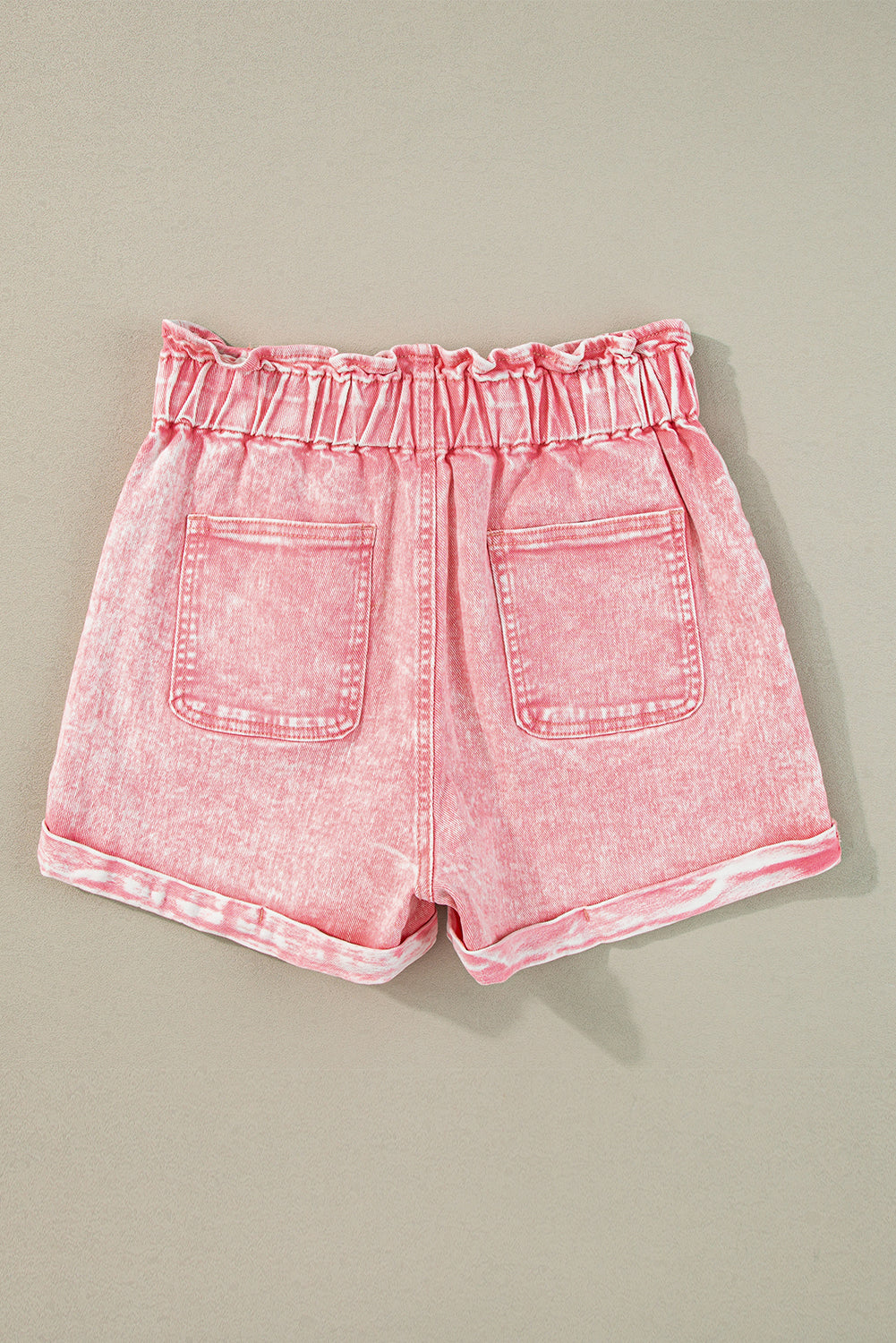 Vintage Washed Frilled High Waist Denim Shorts