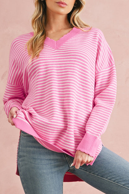 Pink Striped Knitted Sweater