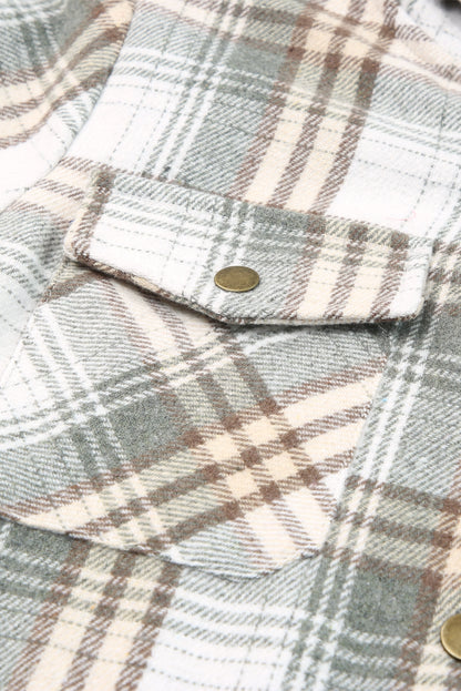 Gray Sherpa Lined Hooded Flannel Jacket