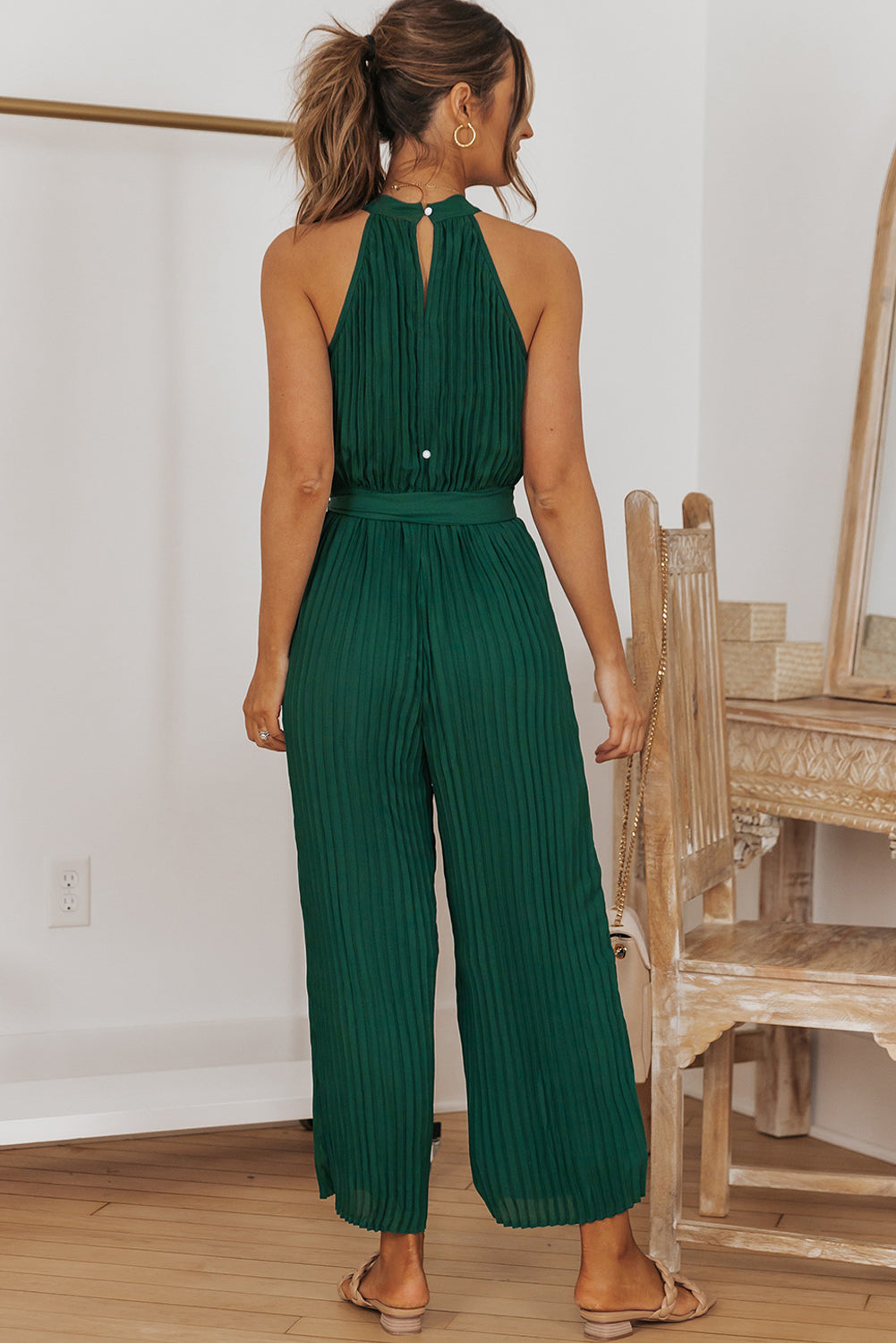 Green Elegant Wide Leg Jumpsuit