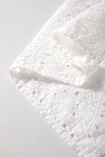 White Eyelet Embroidered Blouse