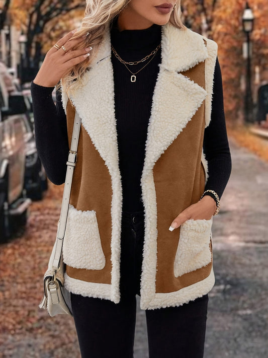 Open Front Sherpa Vest Coat