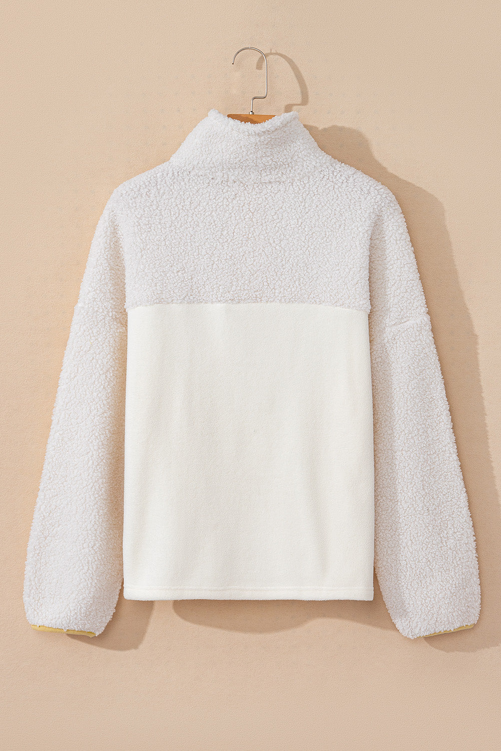 Beige Fleece Sweatshirt with Pocket