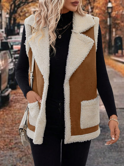 Open Front Sherpa Vest Coat