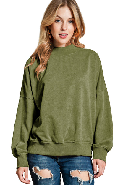 Plain Drop Shoulder Crew Neck Pullover Sweatshirt