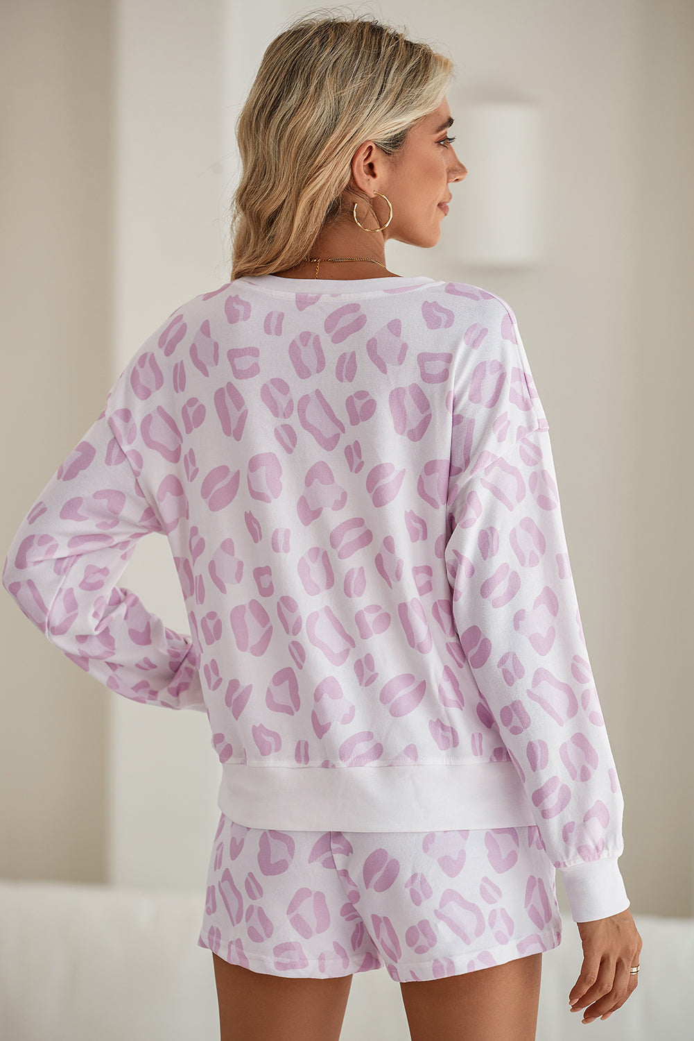 Pink Leopard Print Pajama Set