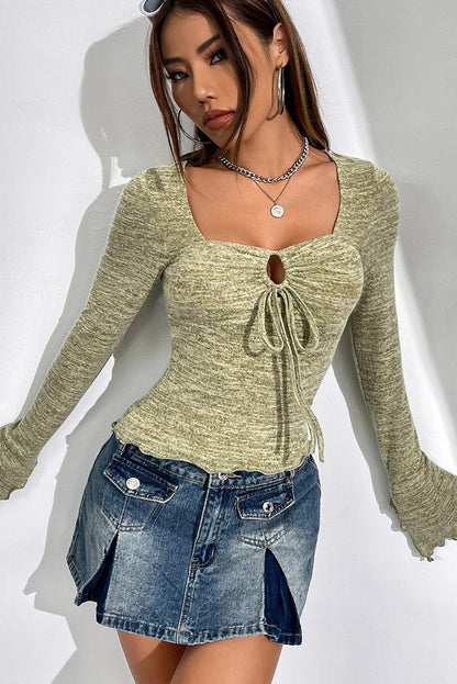 Green Sweetheart Knit Top