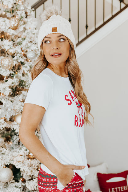 White SANTA BABY Bow Graphic Tee