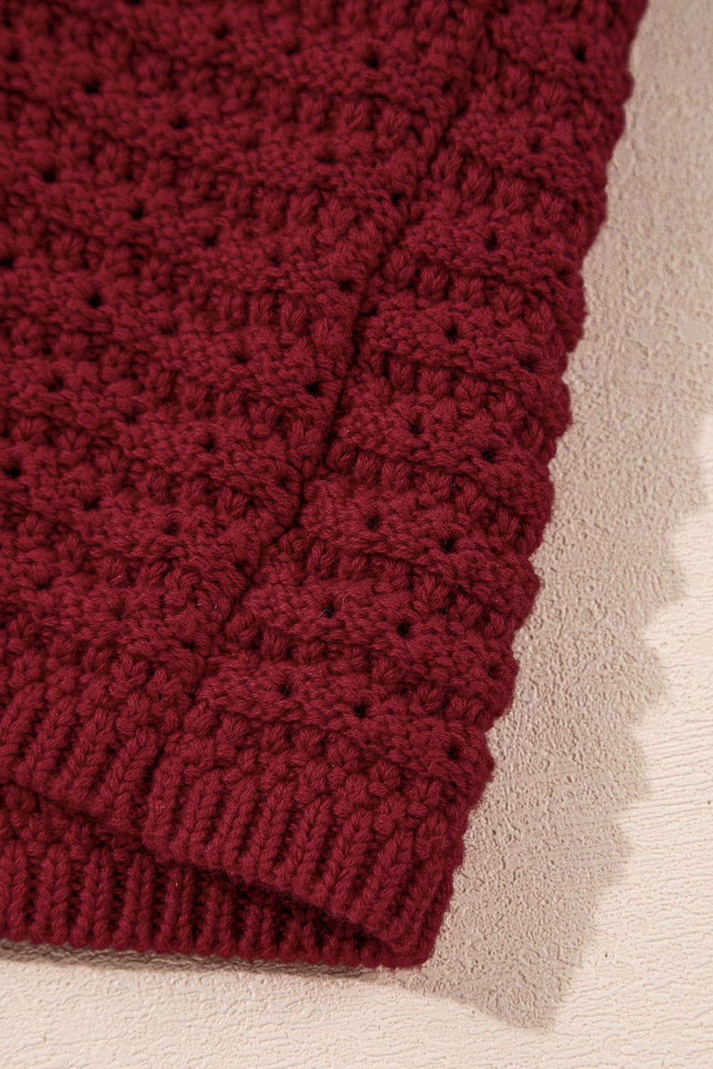 Burgundy Cable Knit Pointelle Camisole