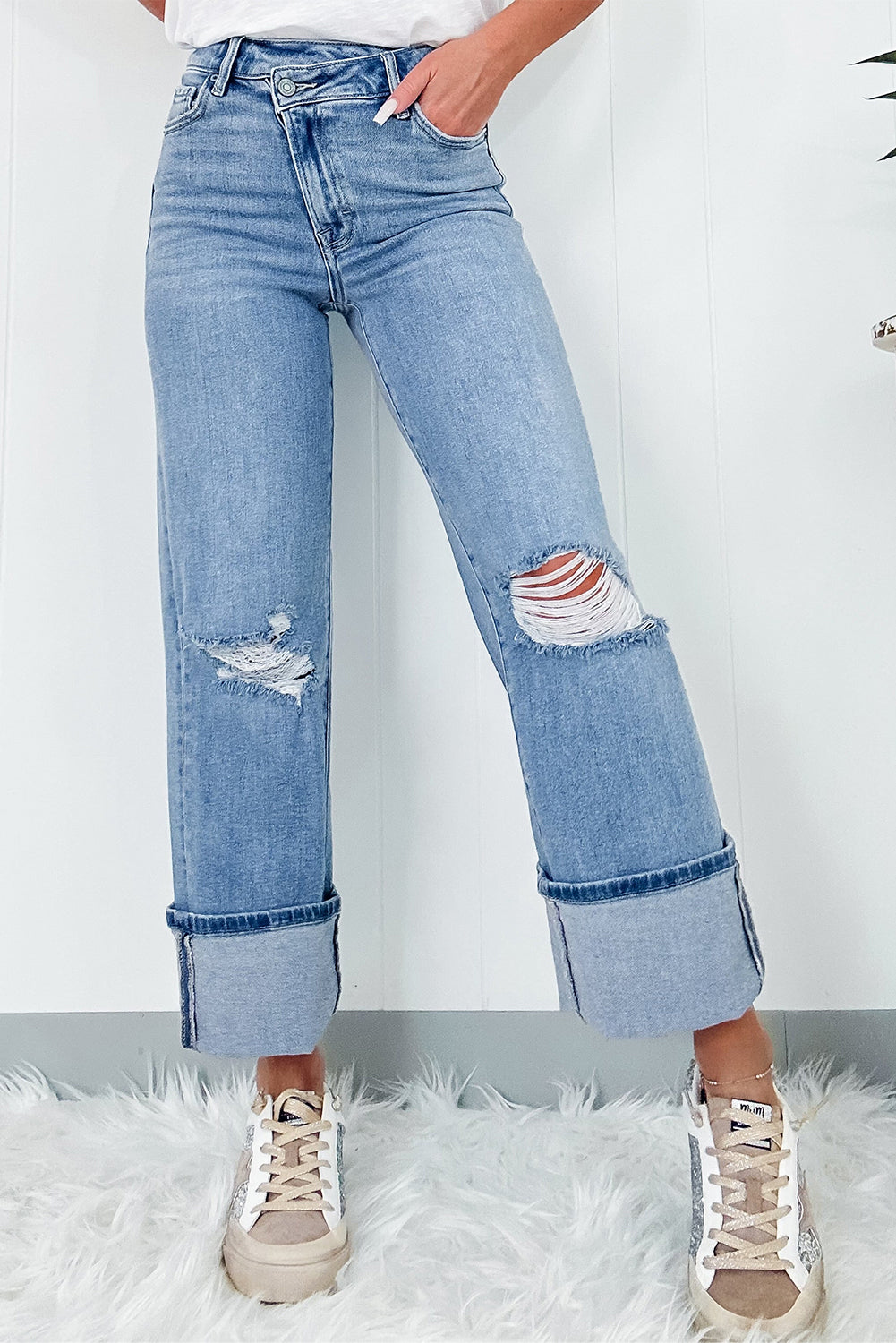 Dusk Blue Ripped Jeans