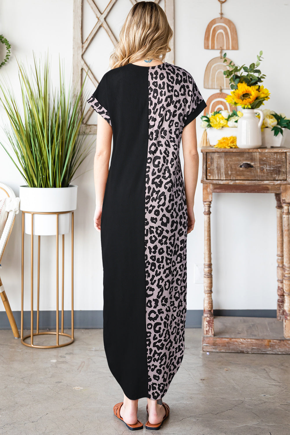 Black Leopard T-Shirt Dress