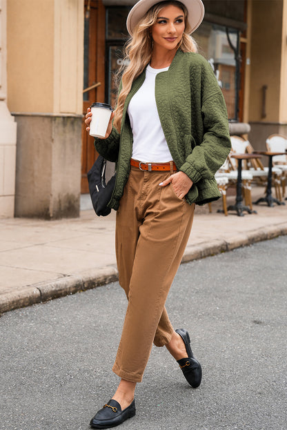 Floral Embossed Zip Up Jacket