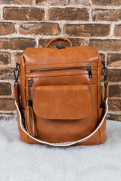 Brown Retro Large Capacity Backpack