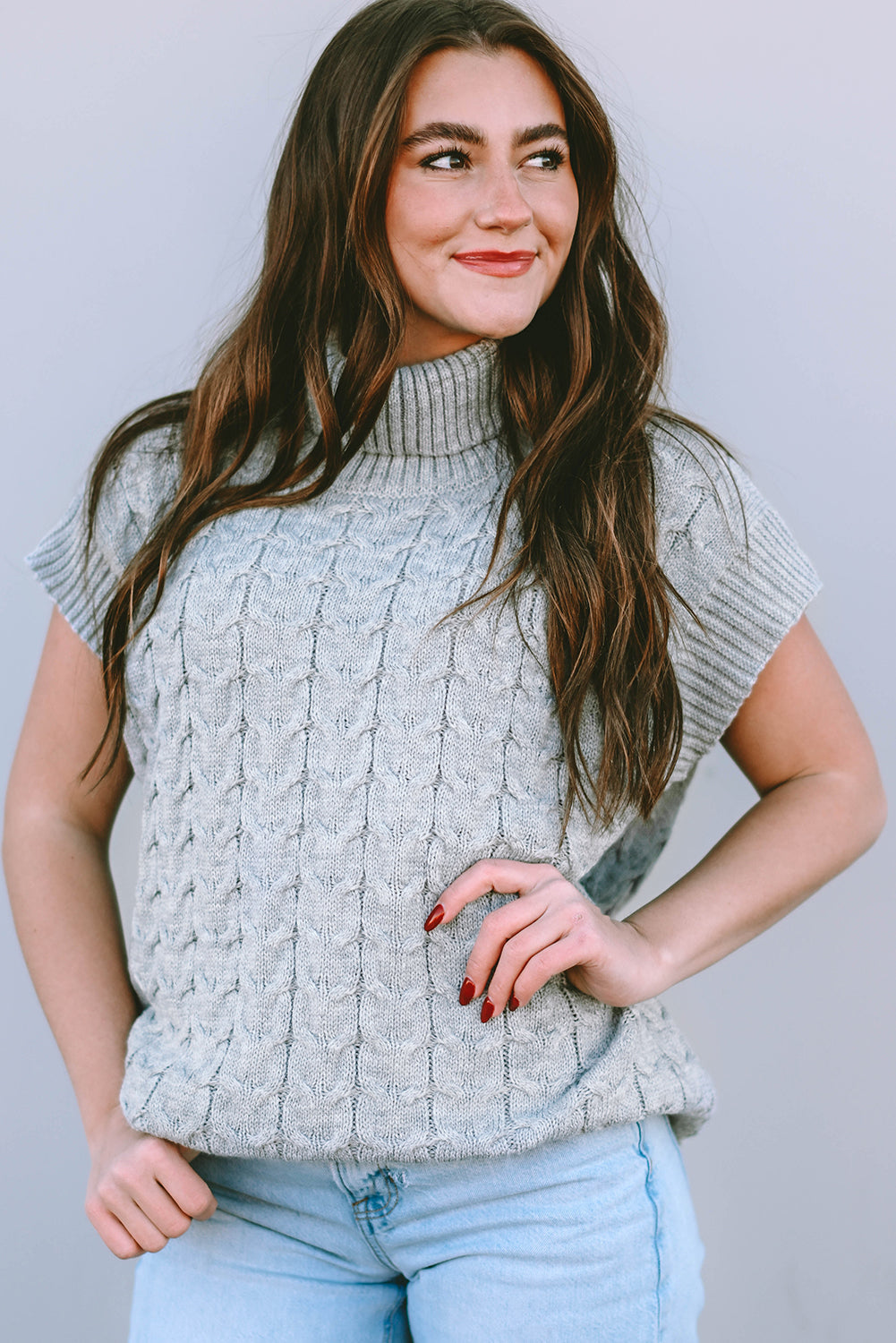 Grey Short Sleeve Sweater