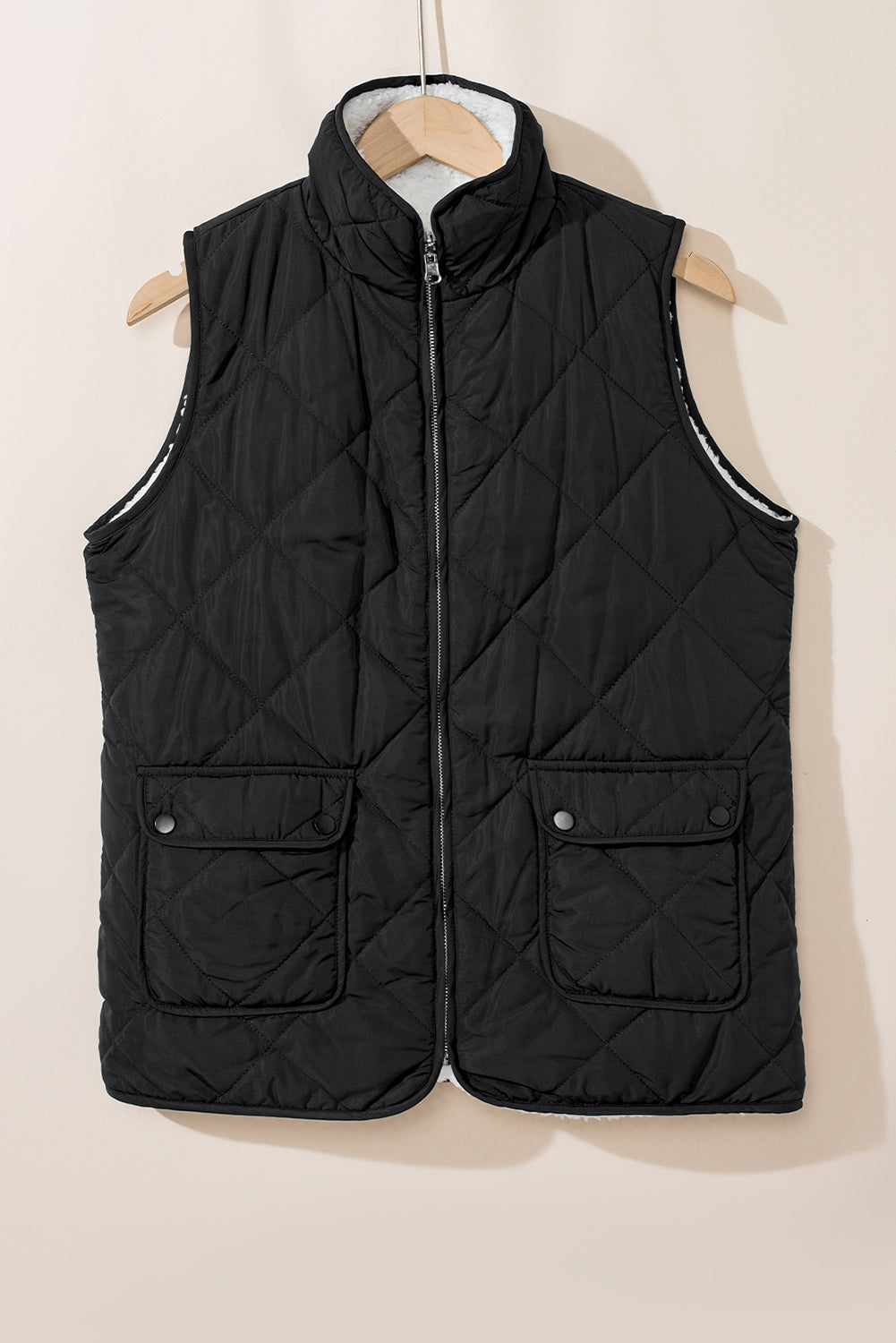 Zip Up Fleece Lined Quilted Vest Coat