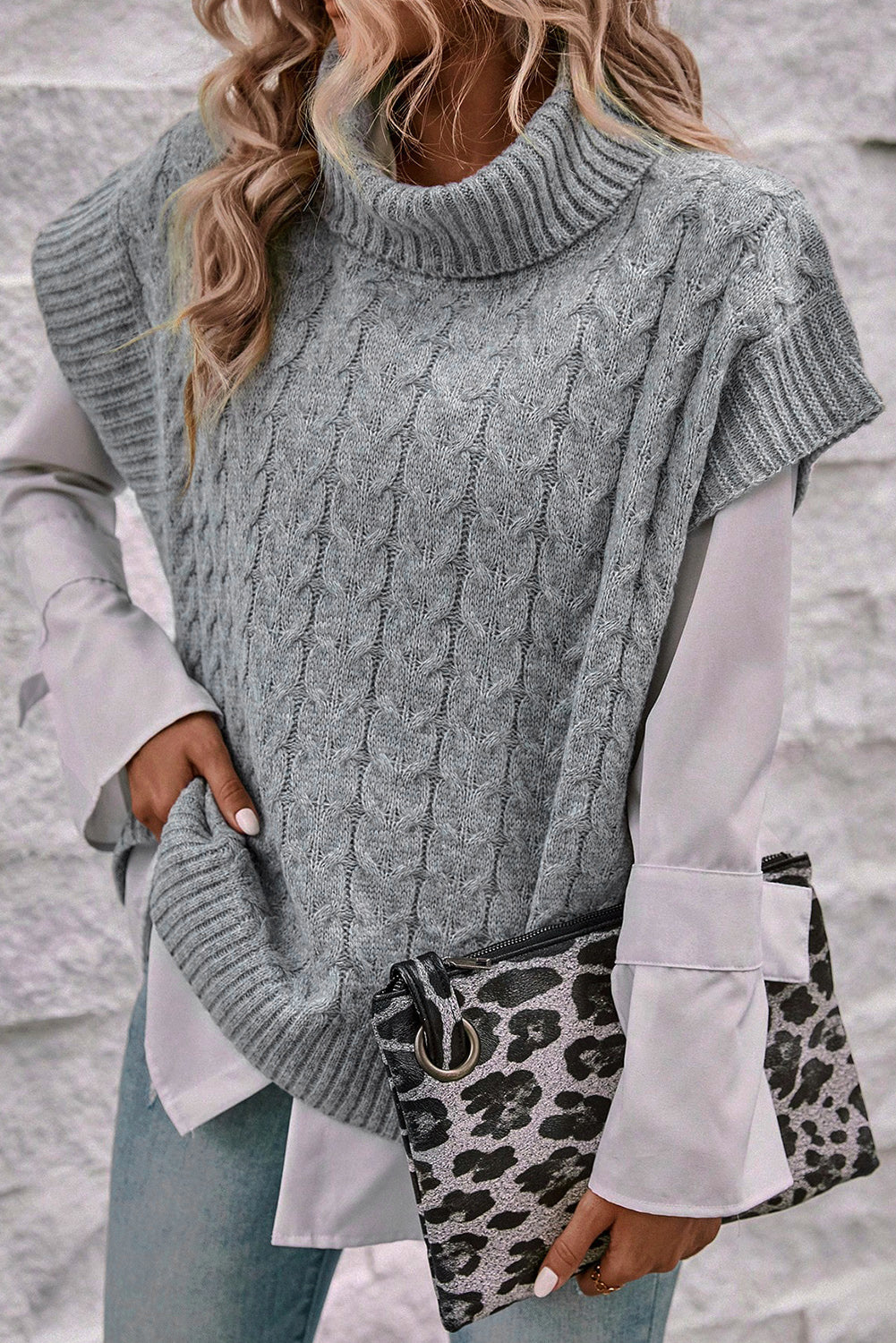 Grey Short Sleeve Sweater