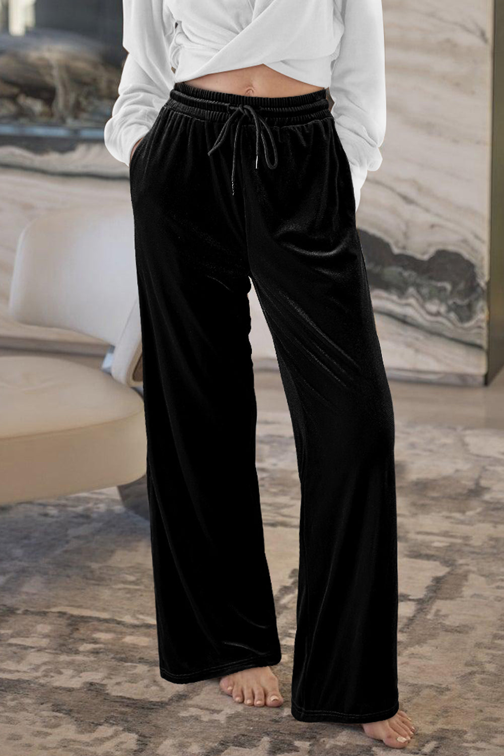 Velvet Wide Leg Pants