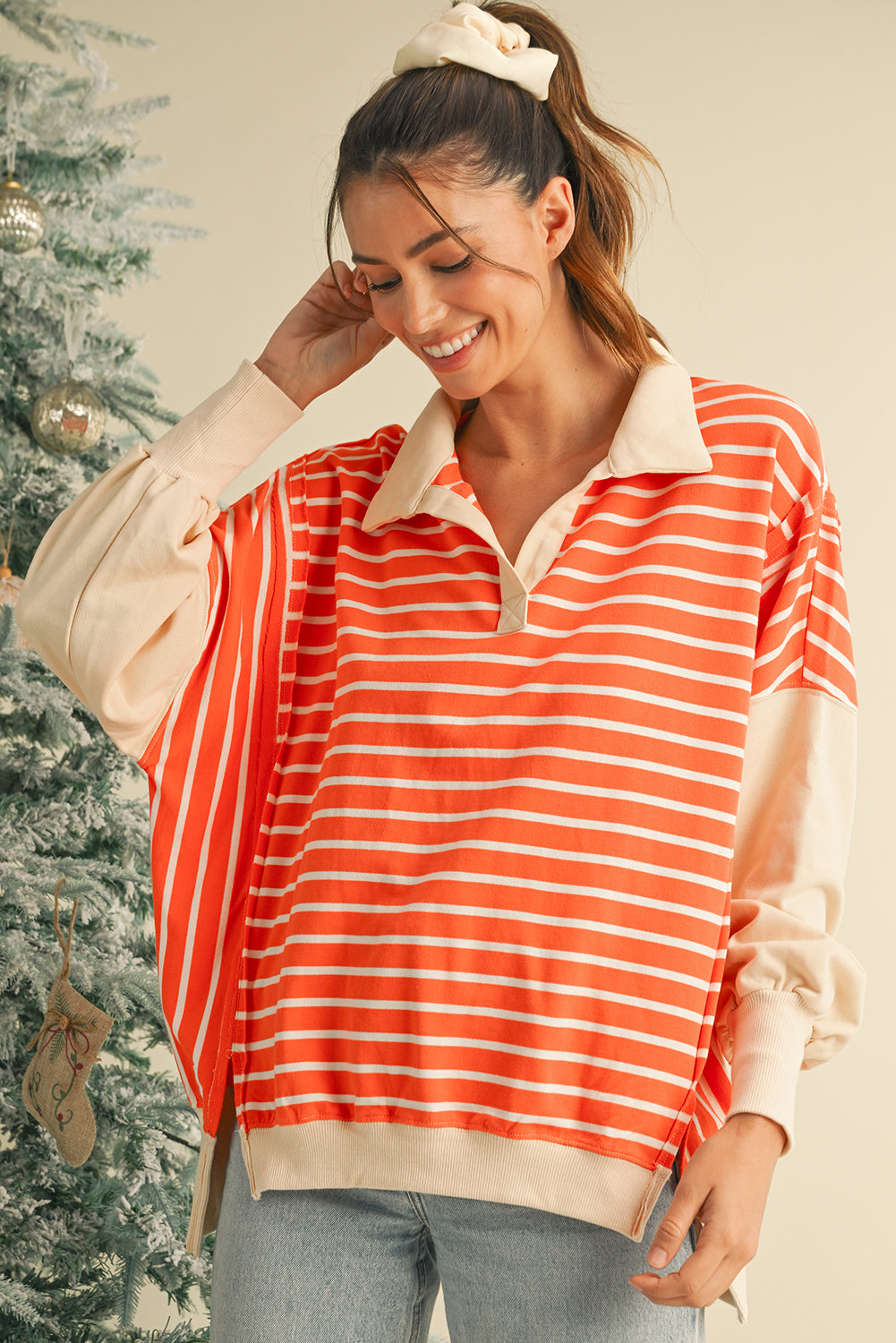 Orange Striped Sweatshirt