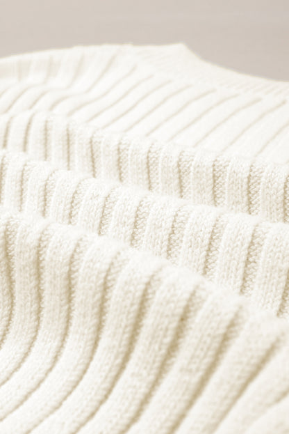 White Cable Knit Cropped Sweater