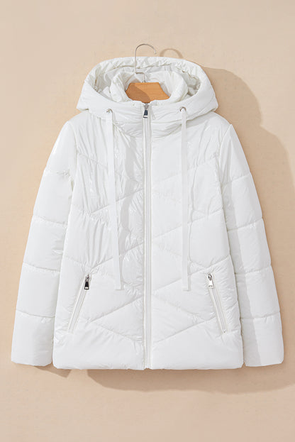 White Quilted Puffer Coat