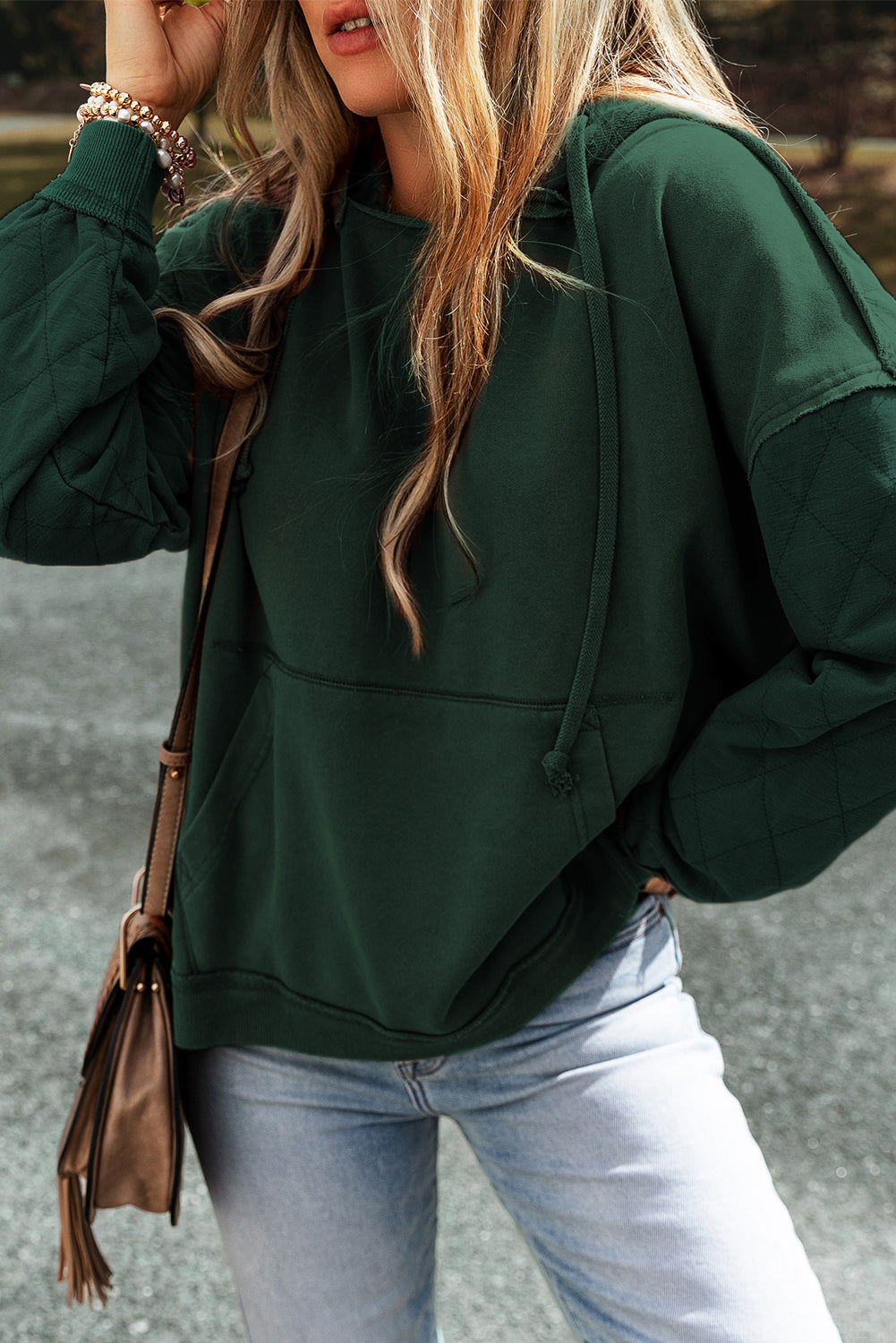 Green Quilted Hoodie