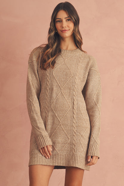 Twist Cable Knit Sweater Dress