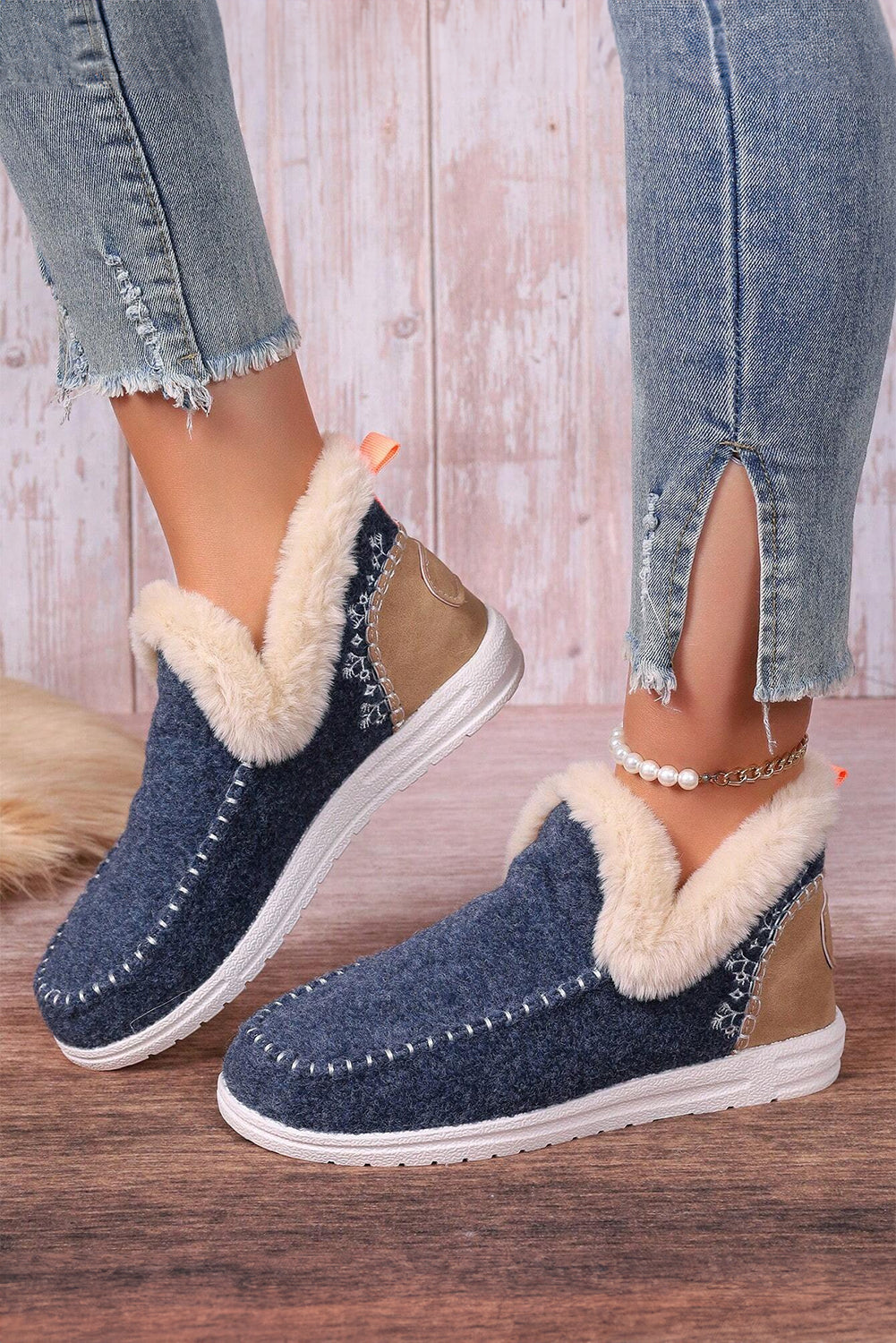 Blue Suede Anklet Boots