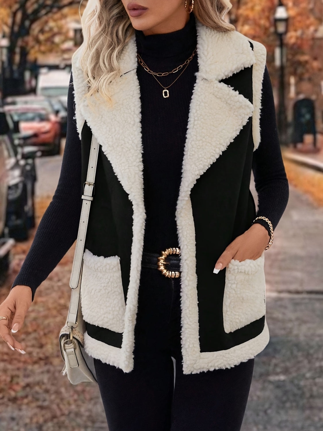 Open Front Sherpa Vest Coat