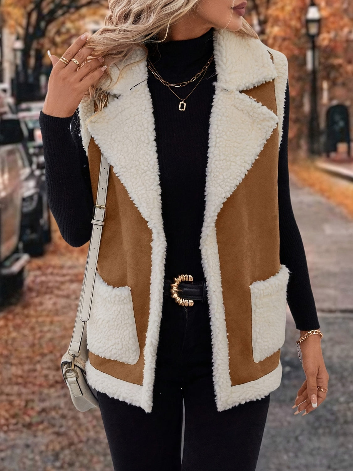 Open Front Sherpa Vest Coat