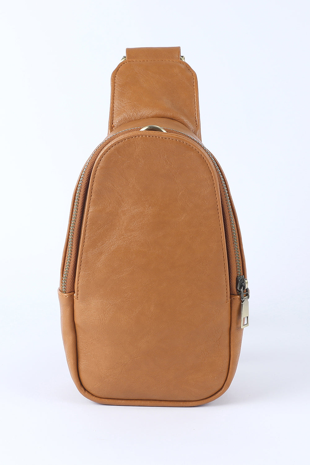 Brown Faux Leather Sling Bag