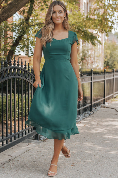 Sea Green Open Back Midi Dress