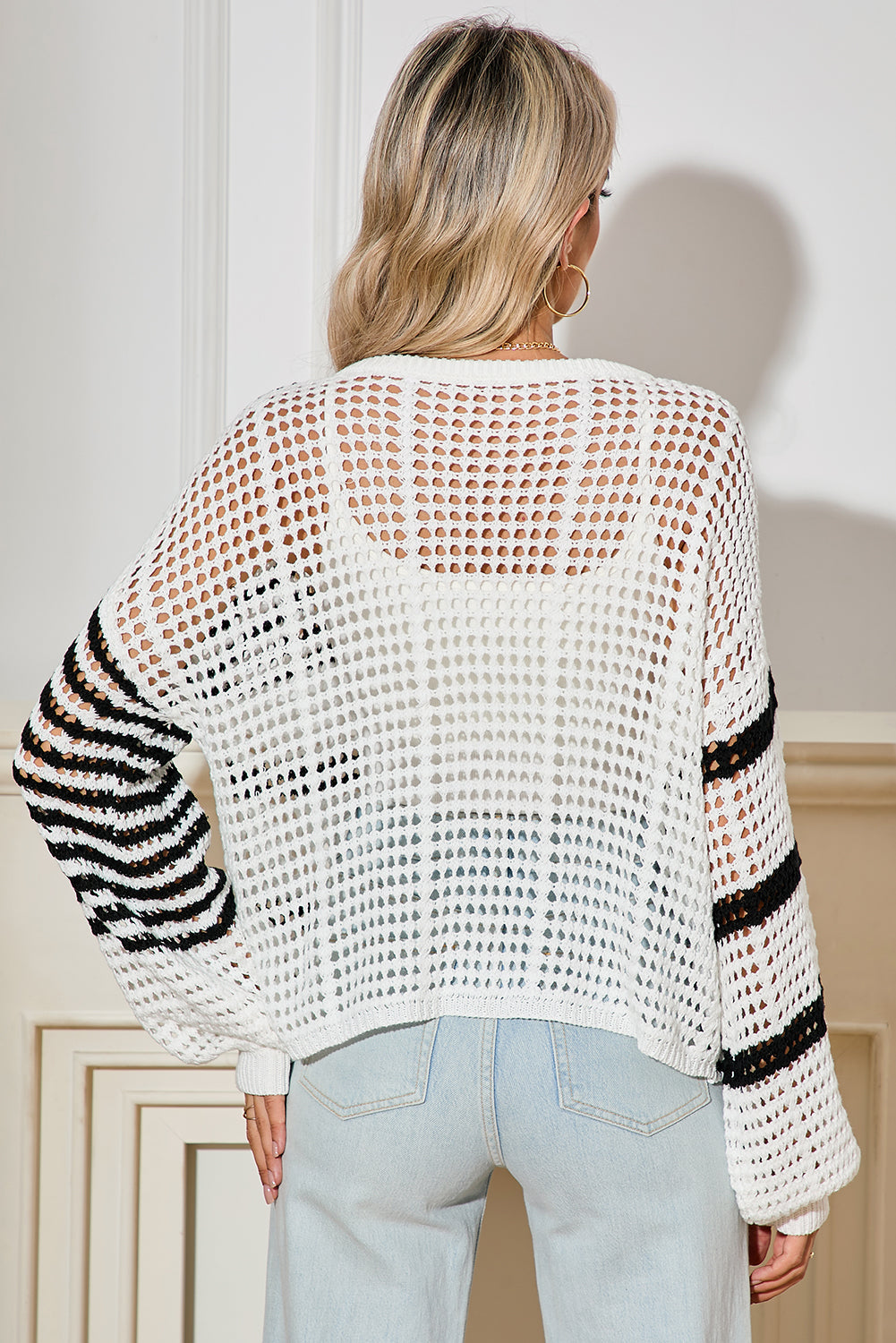 White Striped Knitted Sweater