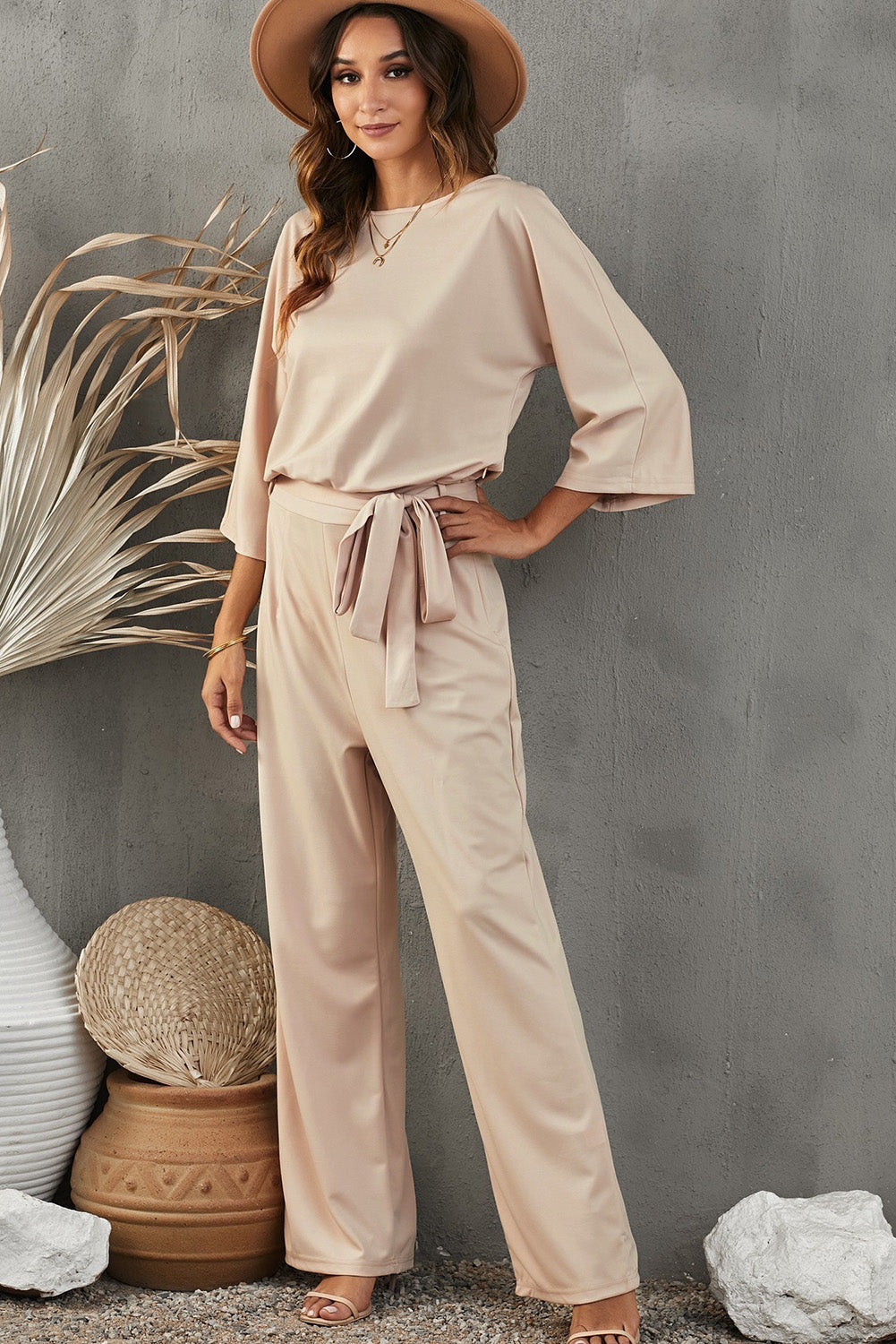 Apricot Wide Leg Jumpsuit