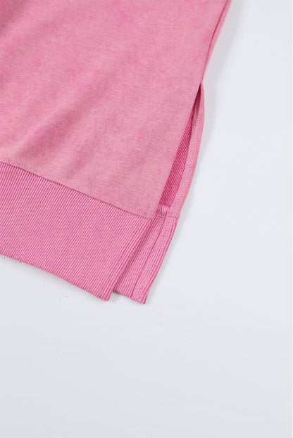 Pink Plain Oversized Sweatshirt